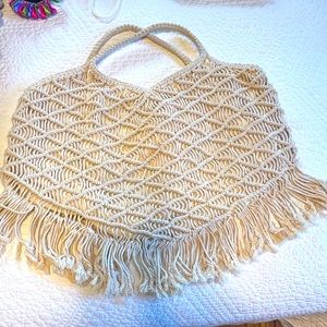 Fabulous MJ New York macrame boutique bag outside mint.signs of wear inside only